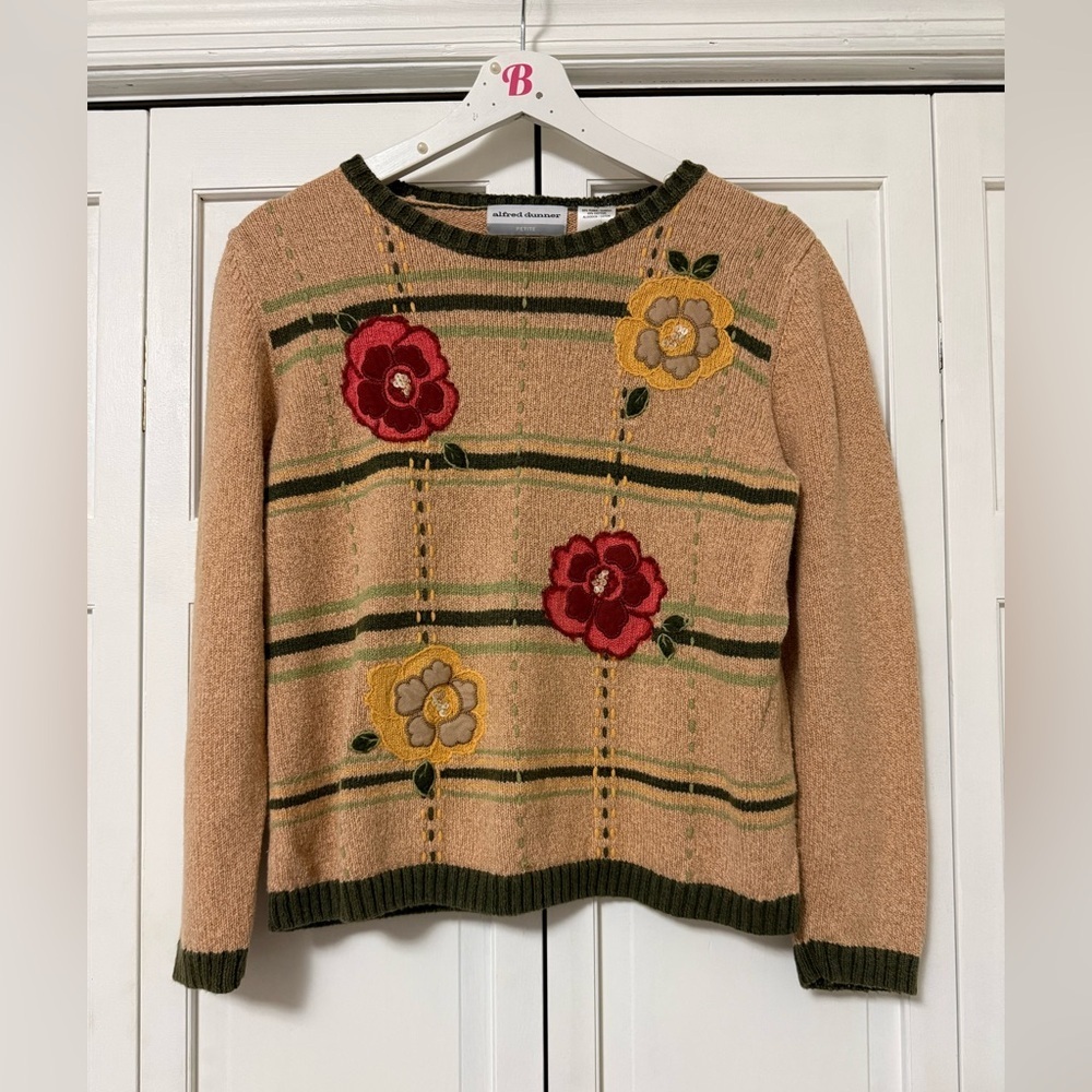 Alfred Dunner Floral Sweater Coastal Grandma Cottagecore Fairy Grunge Forest Y2K